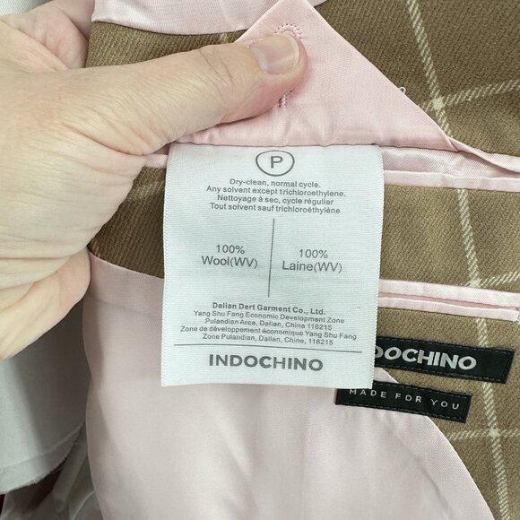 NEW INDOCHINO jacket blazer sport coat windopane plaid custom extra long 52XL - Picture 12 of 12
